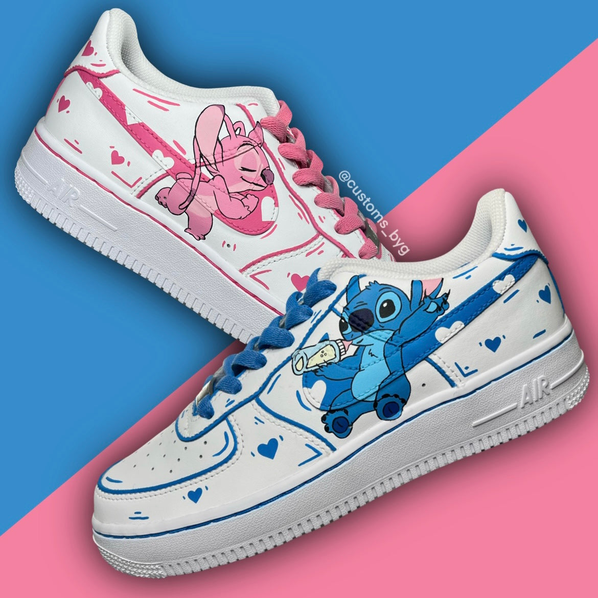 AF1 STITCH AND ANGEL CARTOON SKETCH