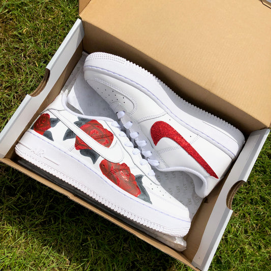 AF1 RED GLITTER ROSES